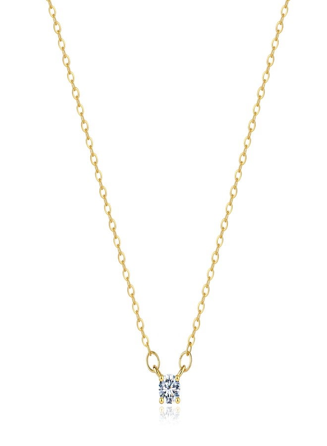 MIDEEO Mothers Day gifts for Mom CZ Diamond Necklace for Women Dainty Cubic Zirconia Solitaire Pendant Necklace Gold Plated CZ Simulated Diamond Heart Choker Necklace - Image 1